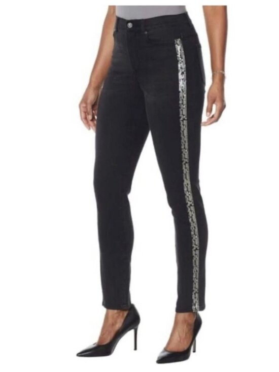 Ralph Lauren Black Label Denim - NEW NWT! RALPH LAUREN SEQUIN BEADED HIGH-RISE SKINNY ANKLE JEANS STRETCH sz 26
